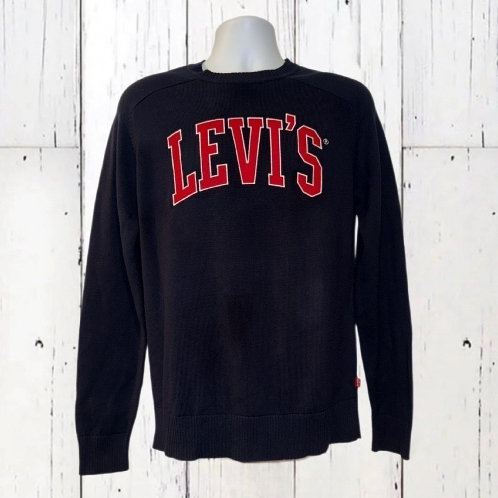 Levi’s Logo Sweatshirt Men’s Medium Navy Blue Crewneck Pullover